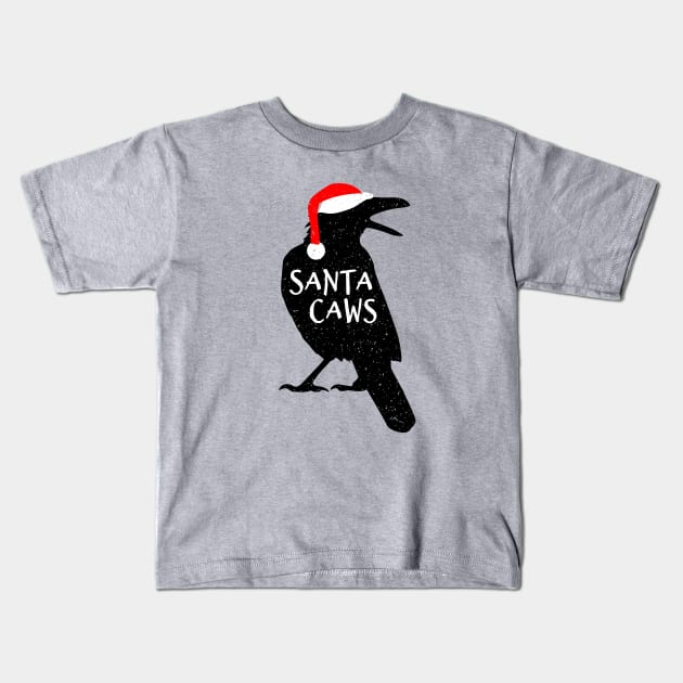 Funny Santa Caws Christmas Crow - Festive Black Bird Kids T-Shirt by propellerhead